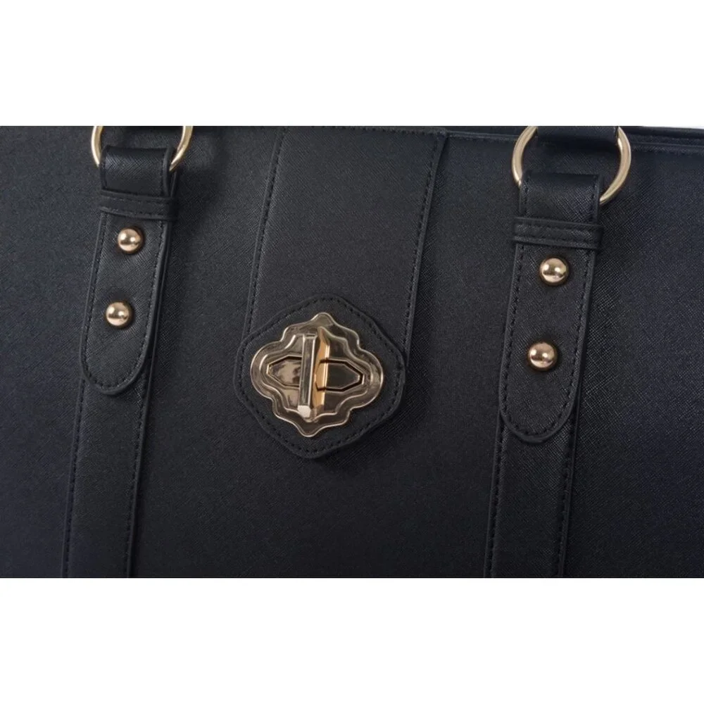 EXECUTIVE Black Rolling Briefcase for Women, Laptop Bag for Women Work Tote